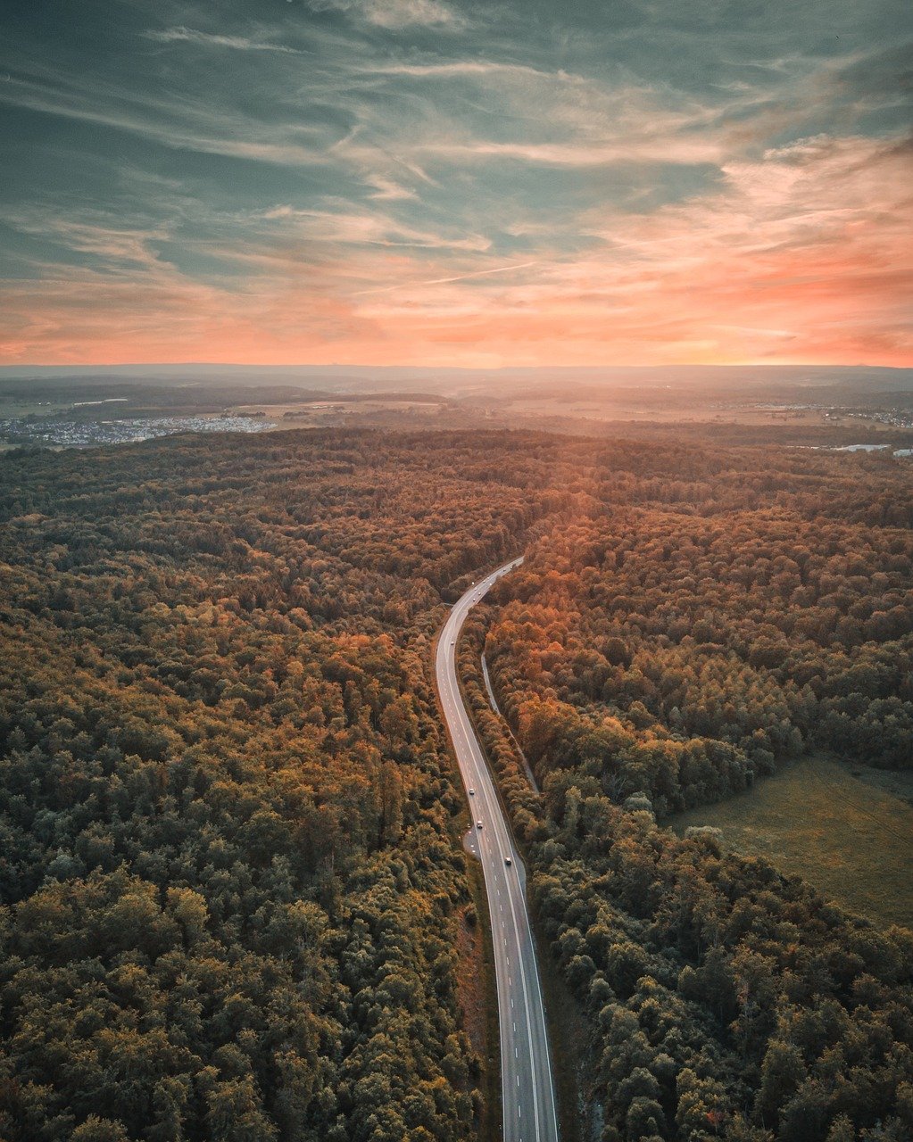 heaven, road, drone